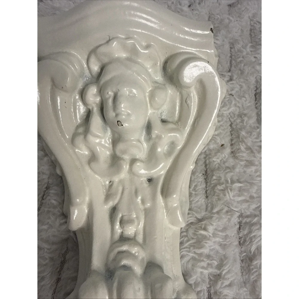 Vintage Cherub Wall Sconces Shelf Plaster Distressed Pair Rococo Baroque 2